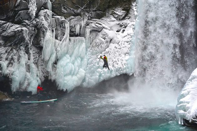 Valteria taking some air time Mamquam Ice adventures